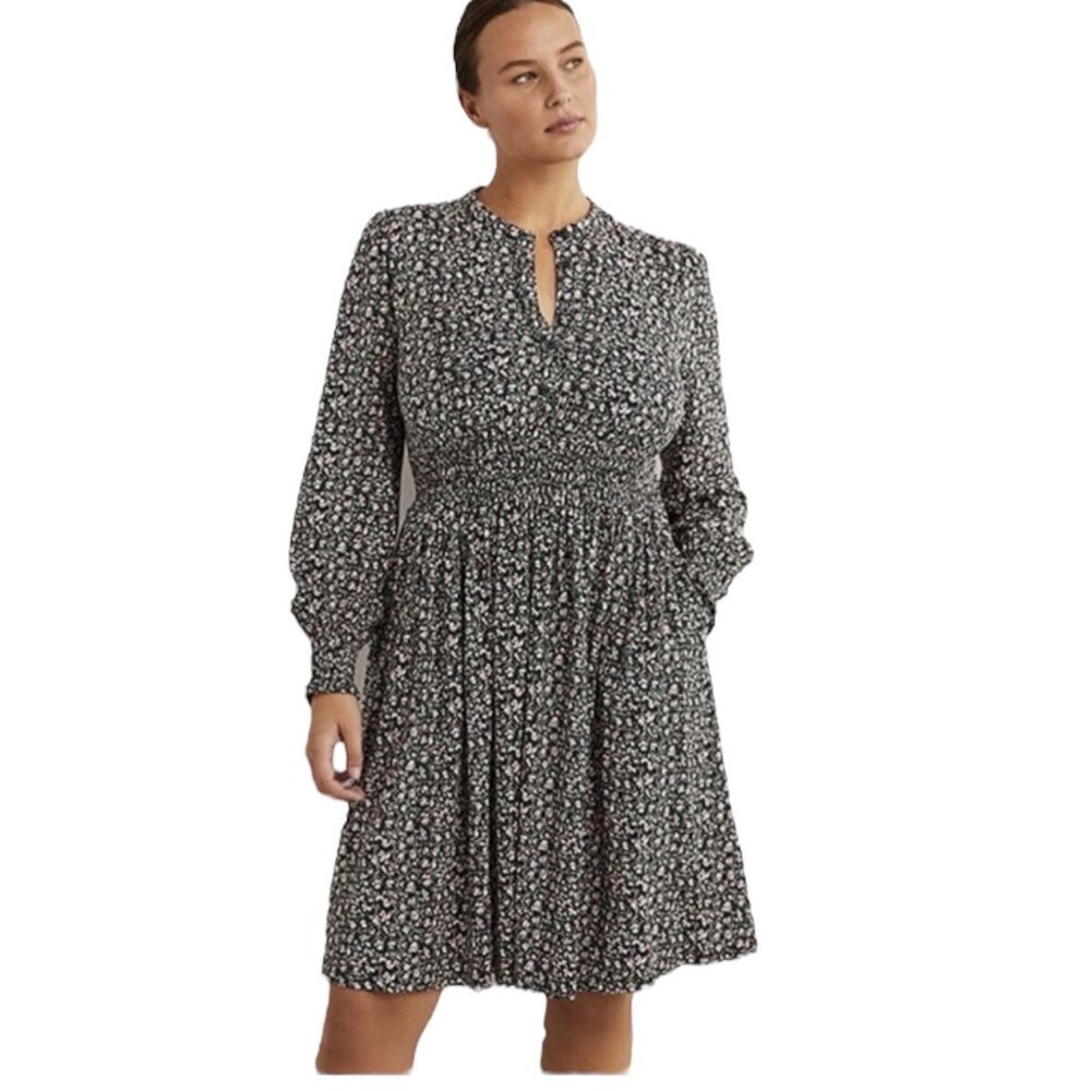 Boden Smocked Jersey Shirt Dress, Floral Pattern Women's Size 10R